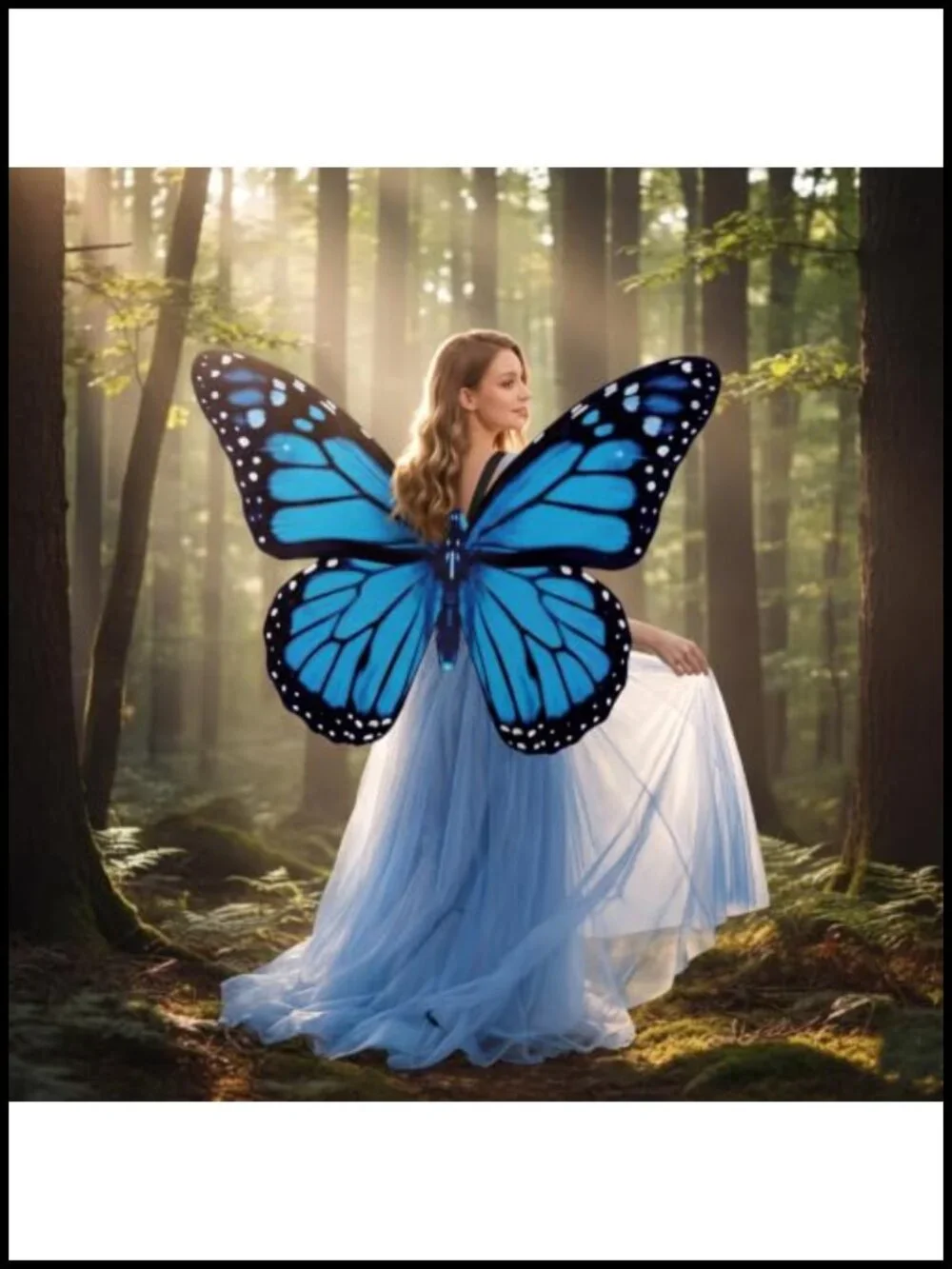 Double Sided Butterfly Wings Costume for Women Halloween Fairy Dress Up with
